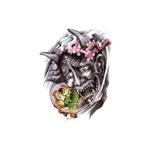 Ukiyo-E Painted Skull Prajna Tattoo Sticker Wake-Up Meaning Flower Arm Half Arm Water Transfer Waterproof Tattoo Sticker