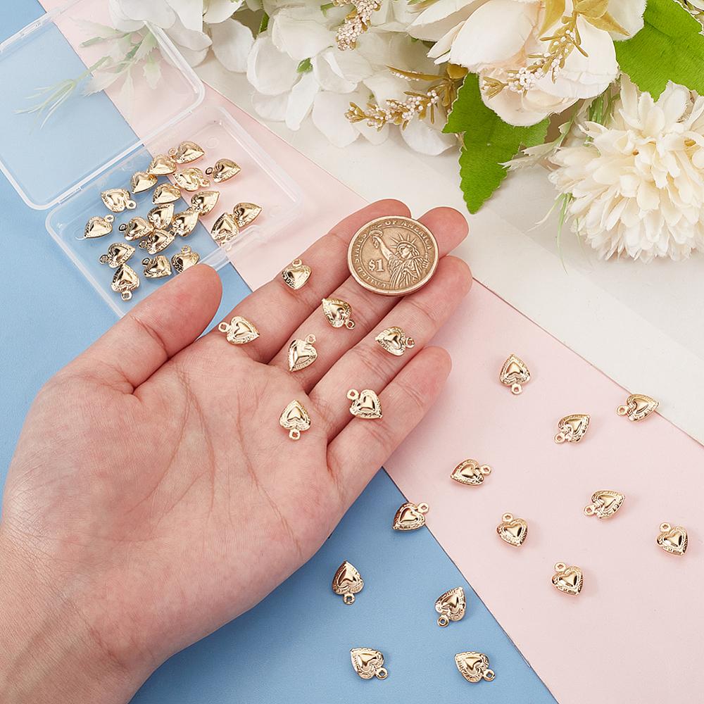 40Pcs 304 Stainless Steel Charms Heart Golden 12x8.5x3.5mm Hole: 1mm