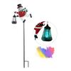 Christmas Solar Light Outdoor Snowman Lawn Light Waterproof Metal Snowman Holding Lantern Garden Light with Stake for Patio Yard Pathway Holiday Decor