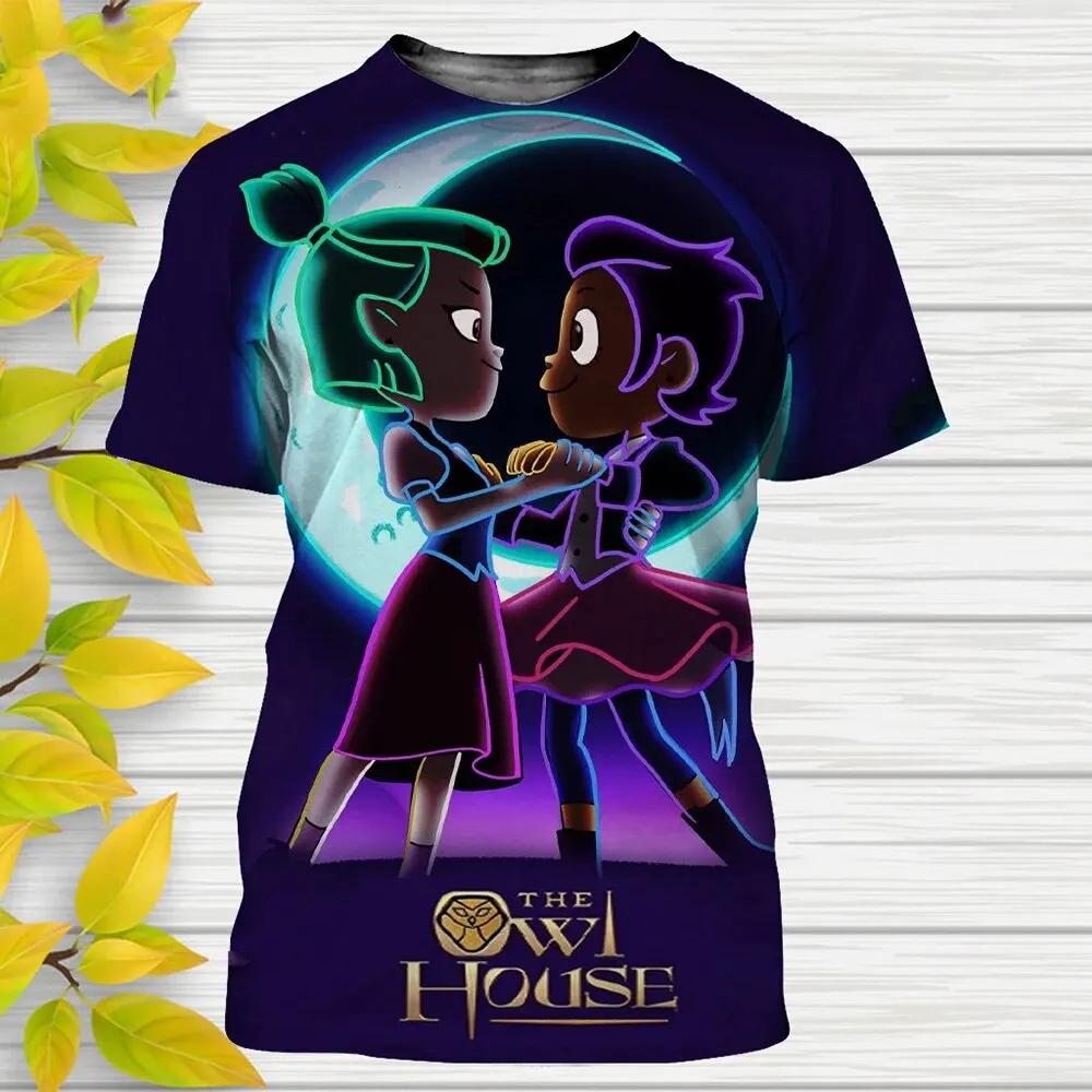 Nová letní trička Kreslené anime Sova dům 3D potisk Streetwear Pánská Dámská Ležérní móda Nadměrné tričko Dětská trička Topy