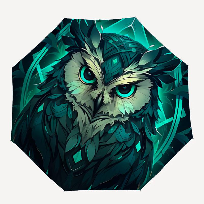 

1pc Owl Mystic Automatic Open/Close Umbrella with Folding feature Compact Travel Umbrella, Lightweight design, for Commuting034