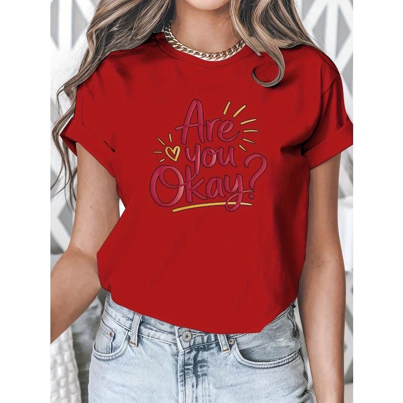 Casual Round-Neck T-Shirt for Women Featuring a Trendy Print, Perfect for Spring And Summer Wear