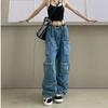 Trendy Women's Light Washed Zipper Jeans Overalls - European & American Style