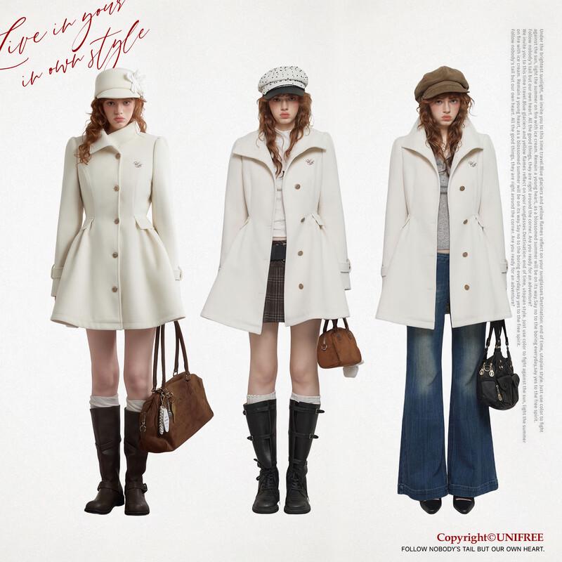 unifree Women's Slim Fit Woolen Coat