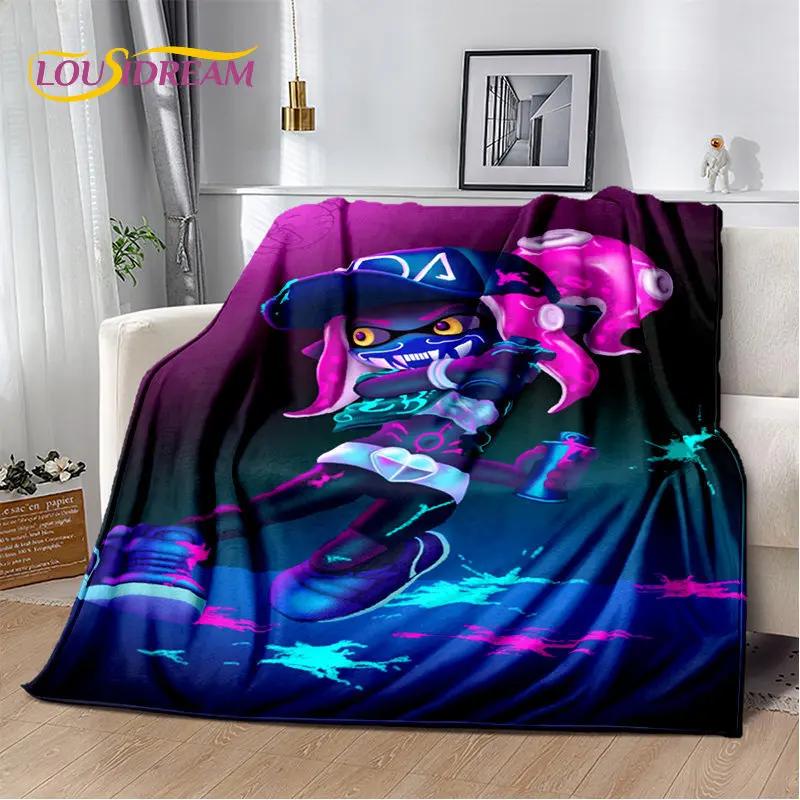 Games S-Splatoon Cartoon Soft Plush Blanket,Flannel Blanket Children Throw Blanket for Living Room Bedroom Bed Sofa Picnic Cover