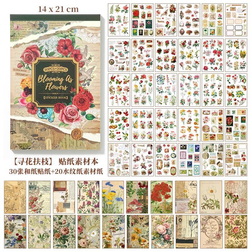 

2 styles 50 pcs Vintage theme Collage stickers Scrapbooking Material handmade Diary Album Junk Journal Supplies