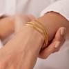 Three Layer Dainty Flat Snake Chain Wrist Jewelry 18K Gold Plated Stackable Stainless Steel Bone Chain Bracelets for Women