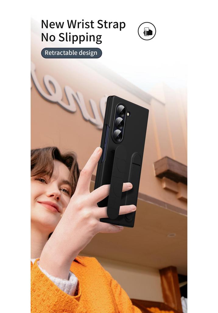 Etui do Samsung Galaxy Z Fold7/6: Zintegrowana podstawka, folia i pasek na nadgarstek do Fold5/4.