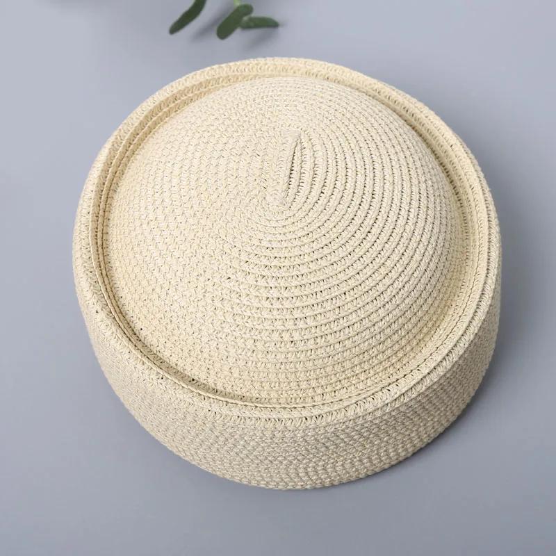 French Beret Hat Women Straw Cap Summer Circle Woven Sun Hat Church Derby Party Hostesses Pillbox Hat Millinery Fascinator Base
