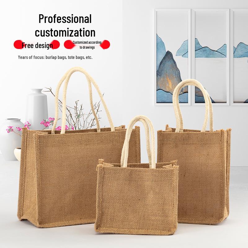 Sac fourre-tout en toile de jute: Sac de courses en jute peint à la main DIY, Lin polyvalent graffiti