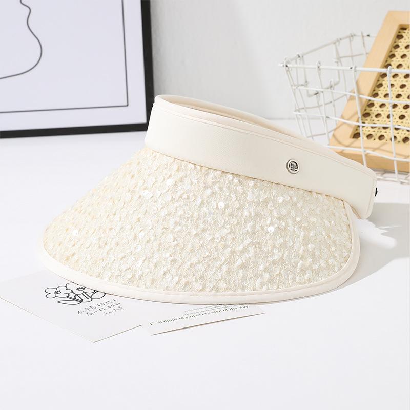 New hat women's sequins empty top sunscreen sun hat summer big brim UV protection outdoor cycling sun hat