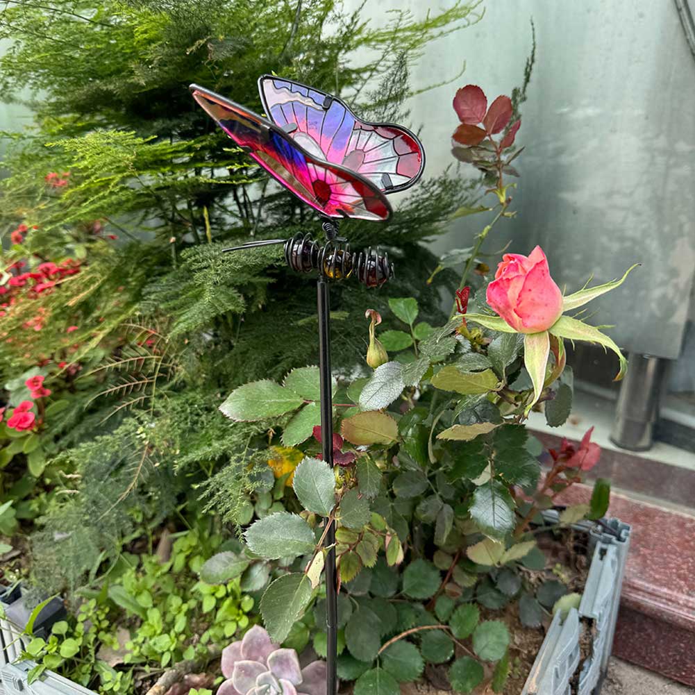 Butterfly/Dragonfly Garden Stake Decor Insect Yard Stake Metal Lawn Ornaments Creative Yard Art Garden Stake for Garden Decor