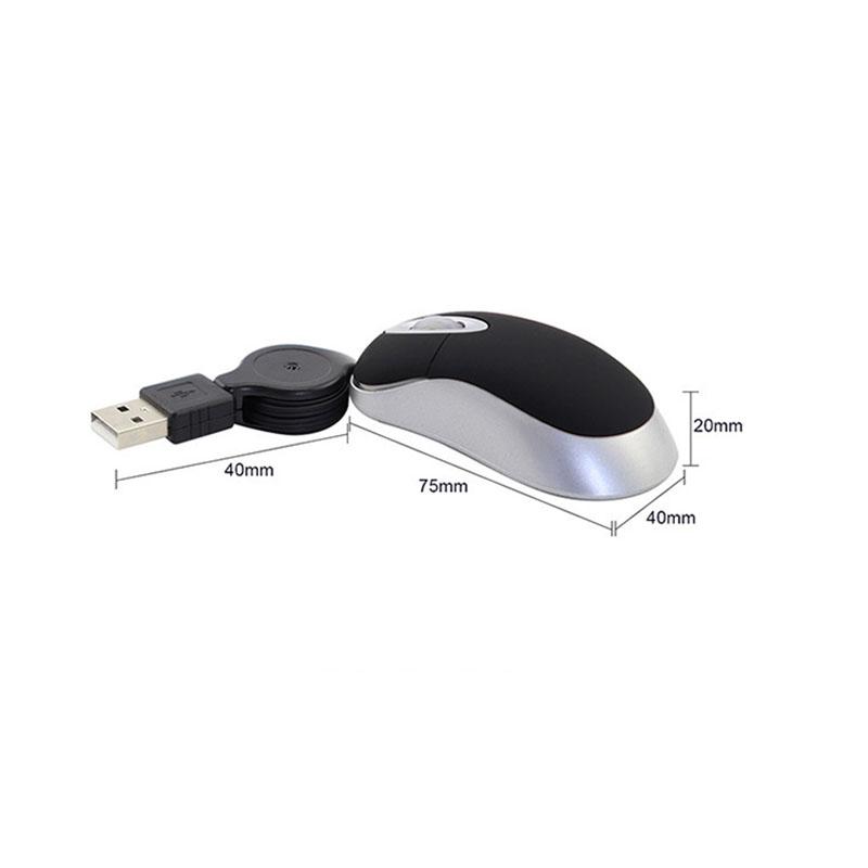 Mini USB Mouse with 4-70cm Extension Cords Optical Mice 1000dpi 3 Buttons for PC Computer Laptop Portable Stretchable USB Mouse