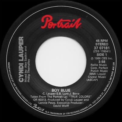 7inch Record CYNDI LAUPER  Boy Blue 3707181 Portrait 1987 Canada Rock Used
