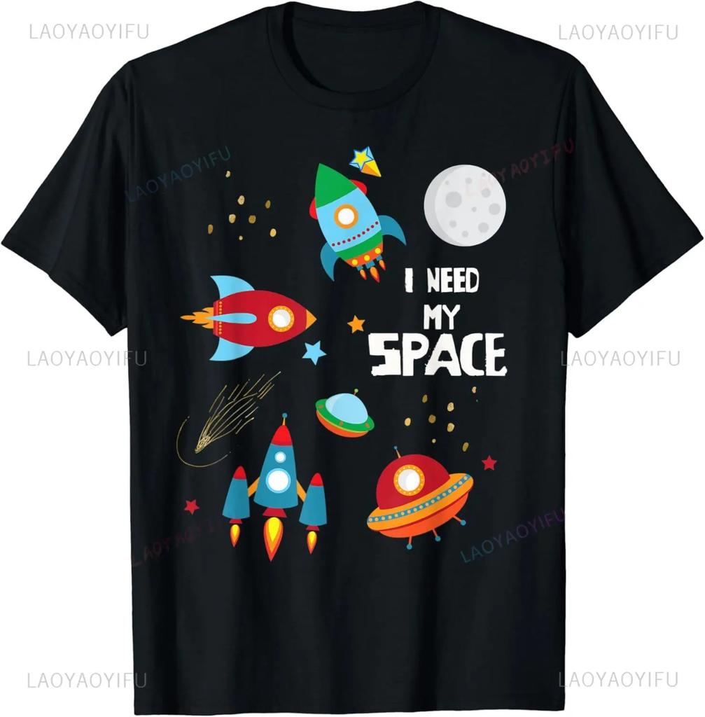 I Need Space Night Sky Funny Astronomy Science Galaxy Stars T-Shirt Streetwear Graphic T Shirts Men Clothing Tops Camisetas