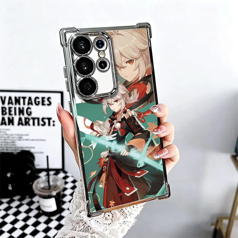 Genshin Impact Anime Plating Phone Case For Samsung Galaxy S24 S25 FE S26 Edge S23 Ultra S22 S21 Plus S20 Anti-Fall Airabag Cove