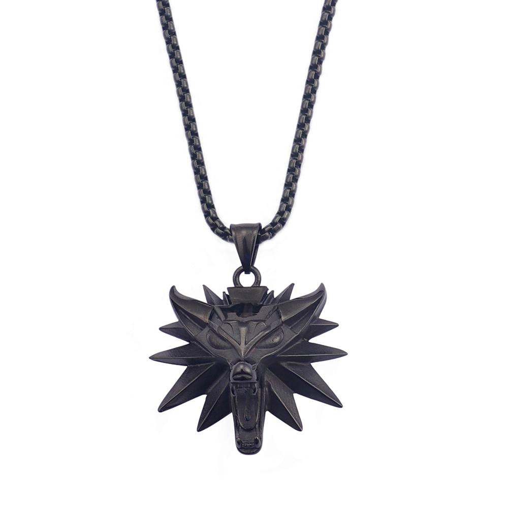 Vintage Stainless Steel Wolf Head Pendant Punk Hip Hop Geralt of Rivia Slavic Vikings Necklaces For Men Women  Jewelry