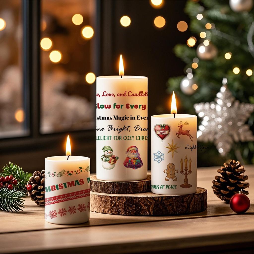 Festive Vintage Tattoo Stickers & Candle DIY Decorations for Christmas Parties