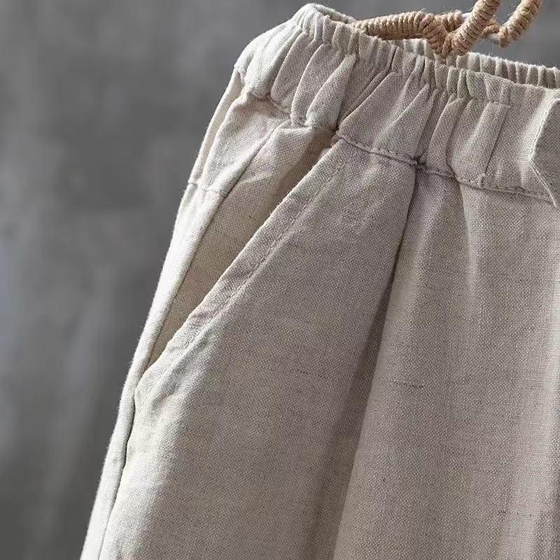 Women's 2024 Summer Cotton Linen Carrot Pants - Lightweight, Loose, Versatile, Plus Size, Slimming Nine-Point Harem Trousers