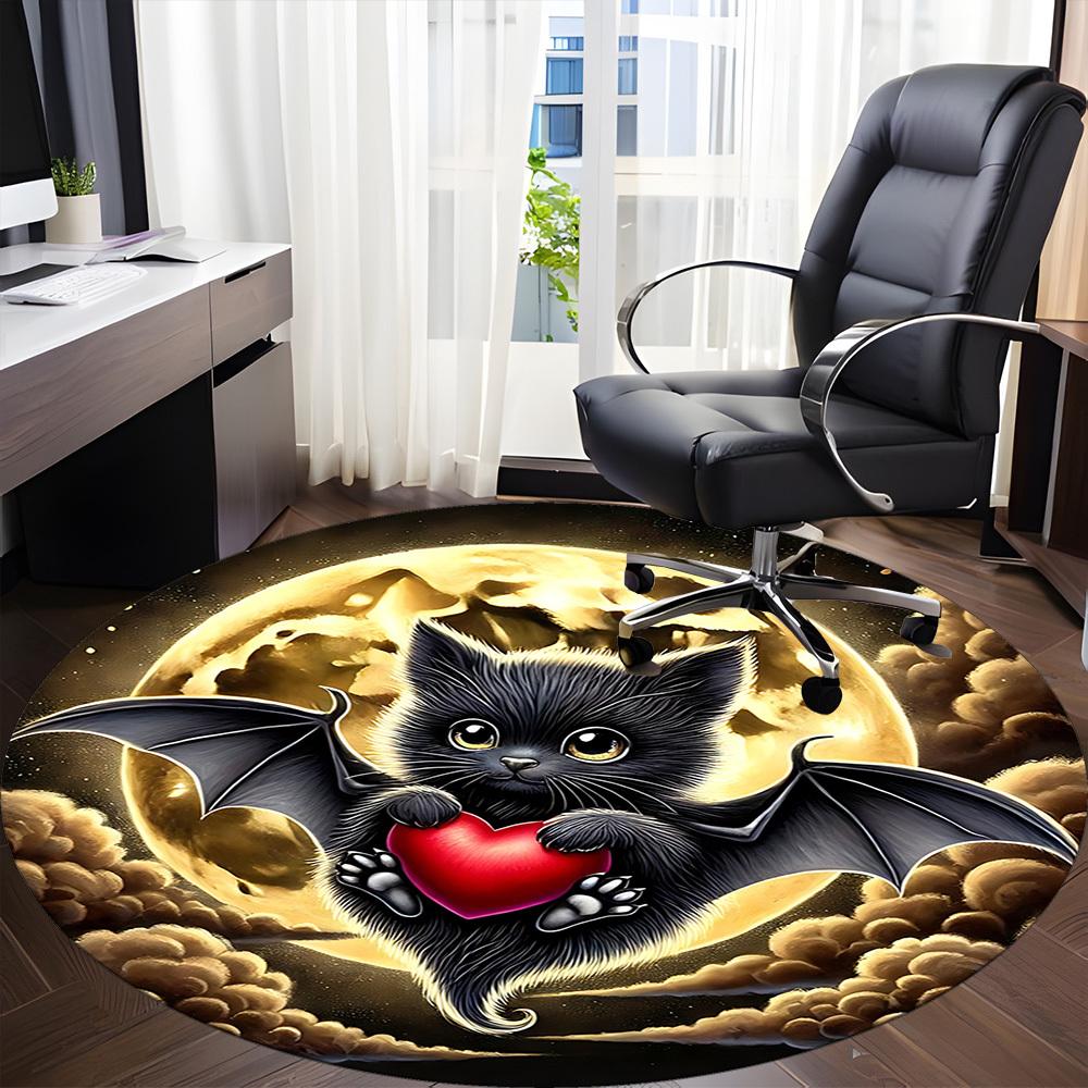 1pc bat Office Round Area Rug, Under Office Chairs Bedroom Living Room Home Decor, Room Deco