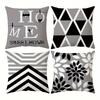 Fashionable and Simple Black and White Gray Geometric Pattern Printing Pillowcase Sofa Cushion Cover Home Room Decoration