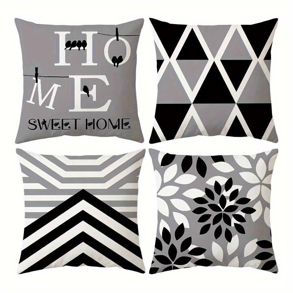 Fashionable and Simple Black and White Gray Geometric Pattern Printing Pillowcase Sofa Cushion Cover Home Room Decoration