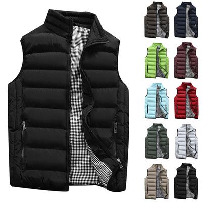 Men Autumn Winter Coat Padded Cotton Vest Warm Hooded Thick Vest Tops Jacket