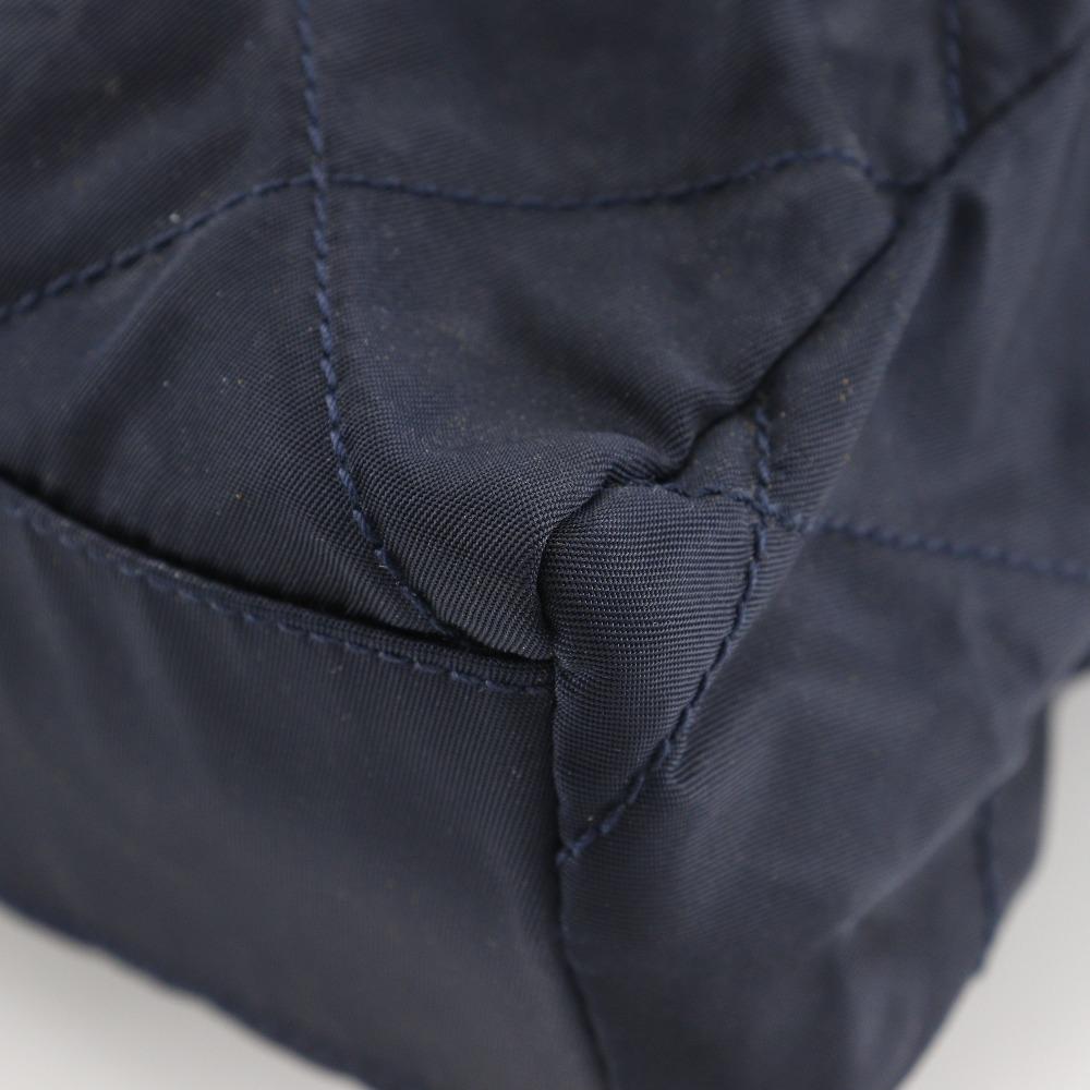 PRADA ChainShoulder Shoulder Bag quilting Navy blue Nylon Women Used