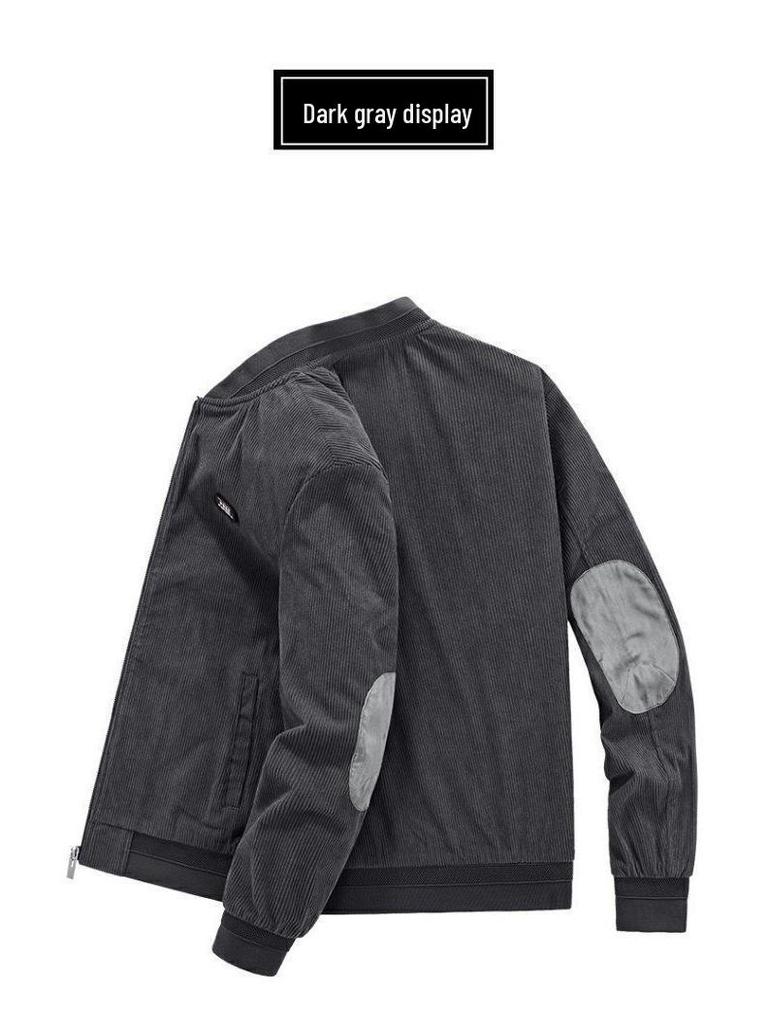 Men's Winter Corduroy Baseball Collar Jacket - Retro, Casual, Loose Fit, Plus Velvet Thickened