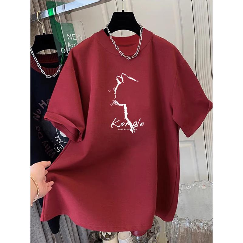 

2026 Women s Loose Mid-Length Pure Cotton Short Sleeve T-shirt for Spring/Summer, Perfect with Shark Pants M