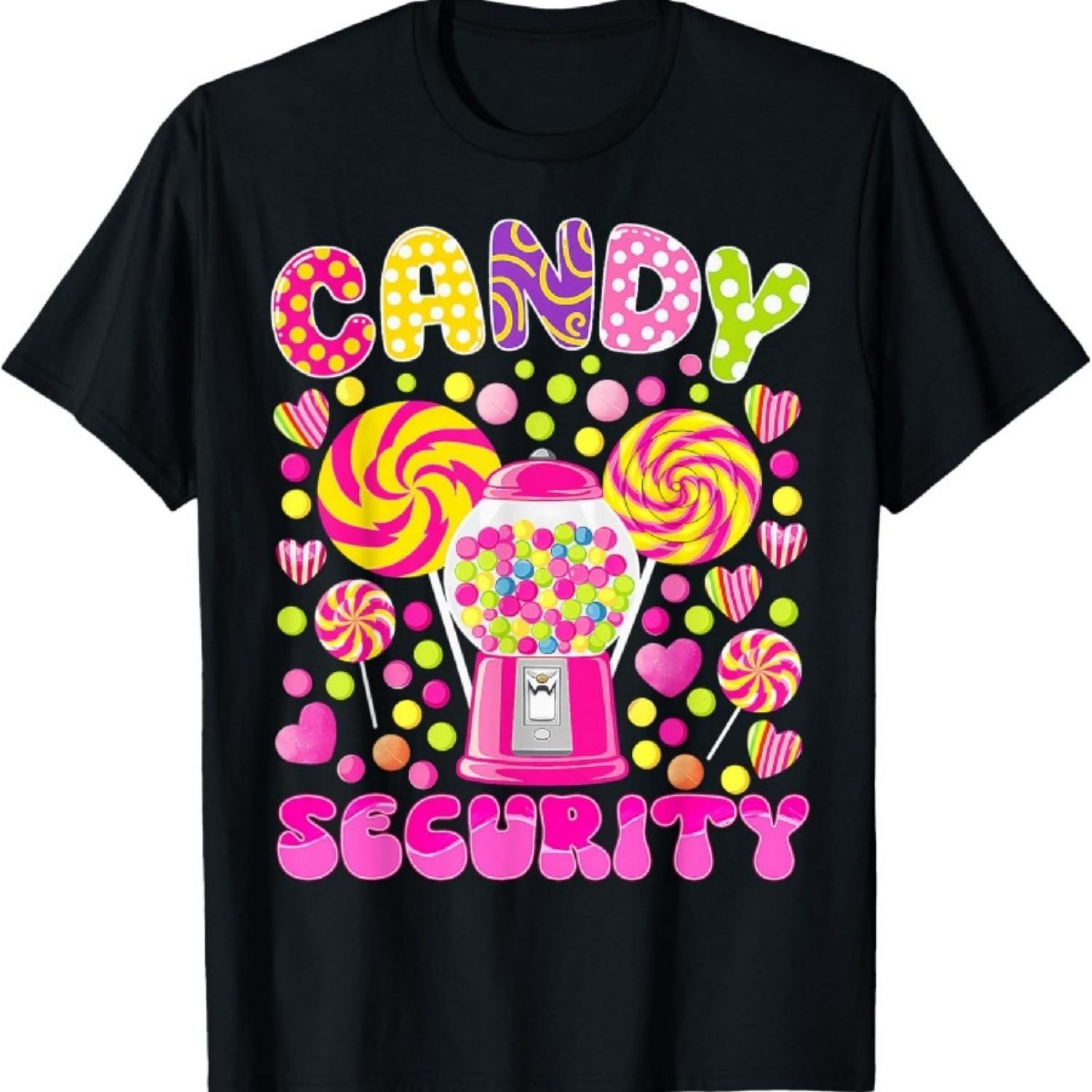 

Candy Land Costume Women Candy Crew Funny Candy Security T-Shirt1 S