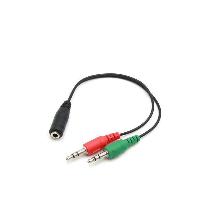 3.5mm Dual Audio Adapter Cable for Headset, Red/Green PVC Splitter for Notebooks
