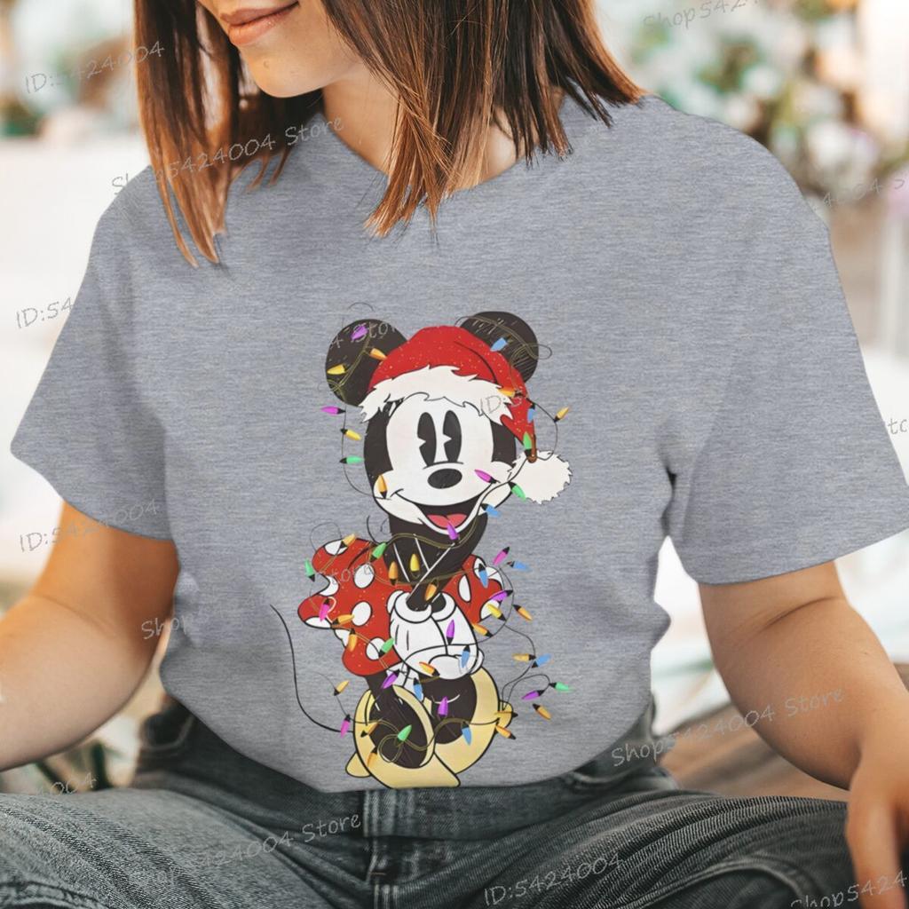 Women Men Mickey Minnie Christmas Shirt Cartoon Graphic Merry Christmas Couple Matching Tshirts