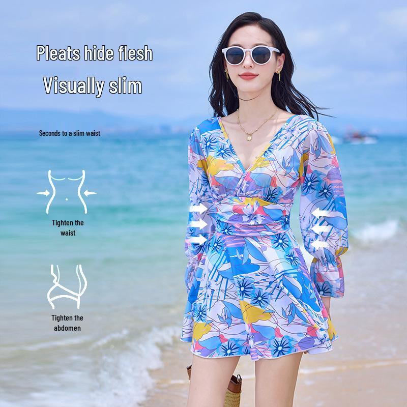 

Летнее женское платье для плавания с длинным рукавом и защитой от солнца, с дышащей сеткой и персонализированным принтом L (105-120 lbs)