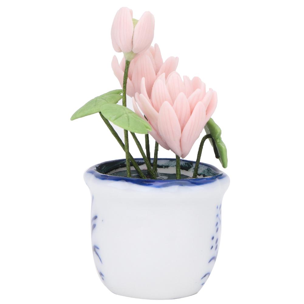 Mini 1/12 Puppenhaus Reizende Lotus Pflanze Blume Miniatur Heimdekoration Modell Zubehör