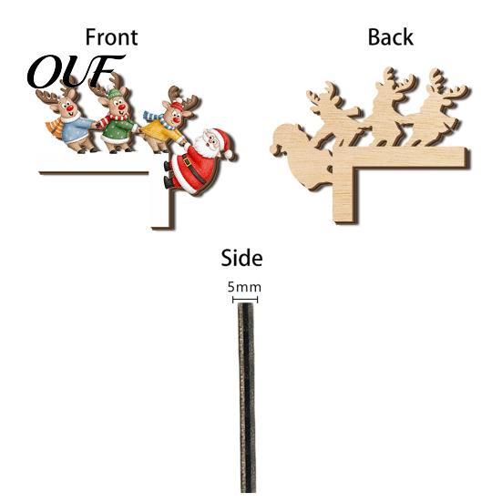 Holiday Indoor Wall Decoration Wooden Christmas Door Corner Decor, Santa Claus Reindeer/Snowman Topper Reindeer Frame Ornament for Home Decoration,
