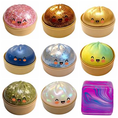 Squishy Glitter Dumpling Toy Squeezing Baozi Ball Pleasure Pinch Stress-Relieving Fidget Slow Rebound Play Relaxing Fun Gifts