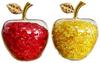 Elrinrin Sparkling Crystal Apples, Feng Shui Item, Interior Decor, Ornament, Soothing, Lucky, Good Fortune, Set of 2 (Red and Yellow)