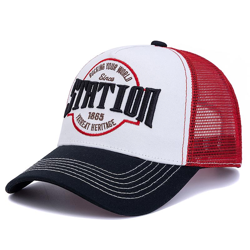 Hot Sale Unisex Baseball Cap Classic STATION Letter Pattern Mesh Cap Men & Women Breathable Summer High Quality Trucker Hat