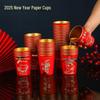 2026 New Year Festive Gold Foil Paper Cups - Red, Thickened, Disposable for Spring Festival Celebrations