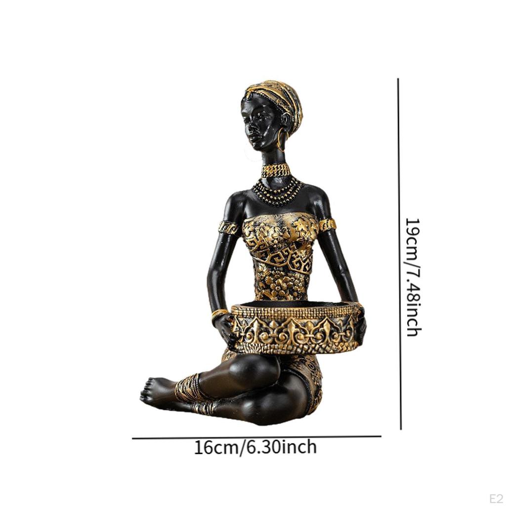 Schwarze Afrikanische Stammesdame Exotische Figur Schlüsselaufbewahrung Dekoration Akzentstatue Frauen