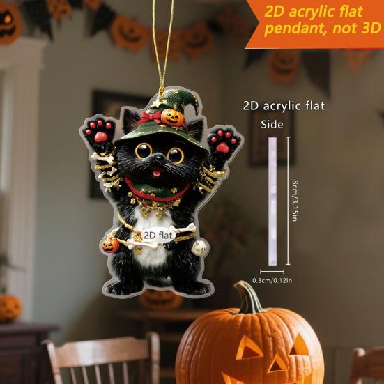 Car Hanging Ornament Cartoon Animals 2D Flat Acrylic Car Rearview Mirror Charm Halloween Auto Interior Pendant for Window Wall