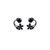 Vintage Black Zircon Flower Pearl Stud Earrings For Women Korean Elegant Personality Earrings Wedding Party Jewelry Gift Mujer