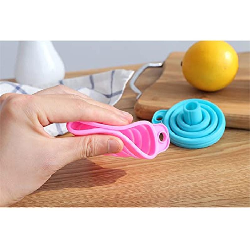 Foldable Mini Funnel Silica Gel Oil/Wine Funnel for Home and Car Pink