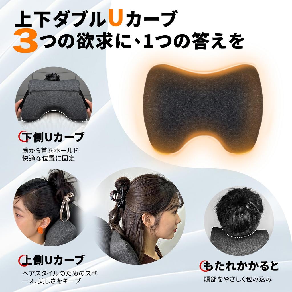 Kobuki BUJI Lumbar Cushion and Headrest Ergonomic Design with 3D Shape and Memory Car Set for Lower Back Pain Seat and Neck Washable and Convenient
