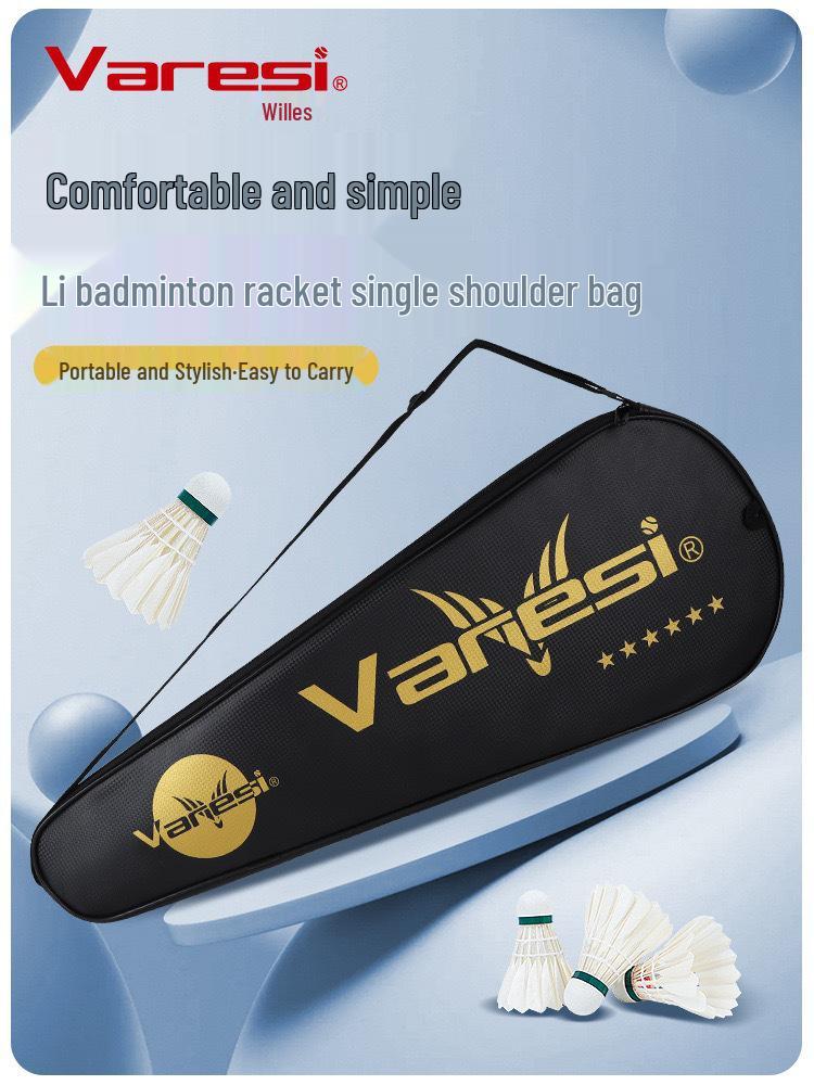 

Premium Waterproof Leather Badminton Racket Cover, Portable 2-Racket Shoulder Bag, Wear-Resistant and Thickened Storage Bag. Black White Cover [Holds 2 Rackets]