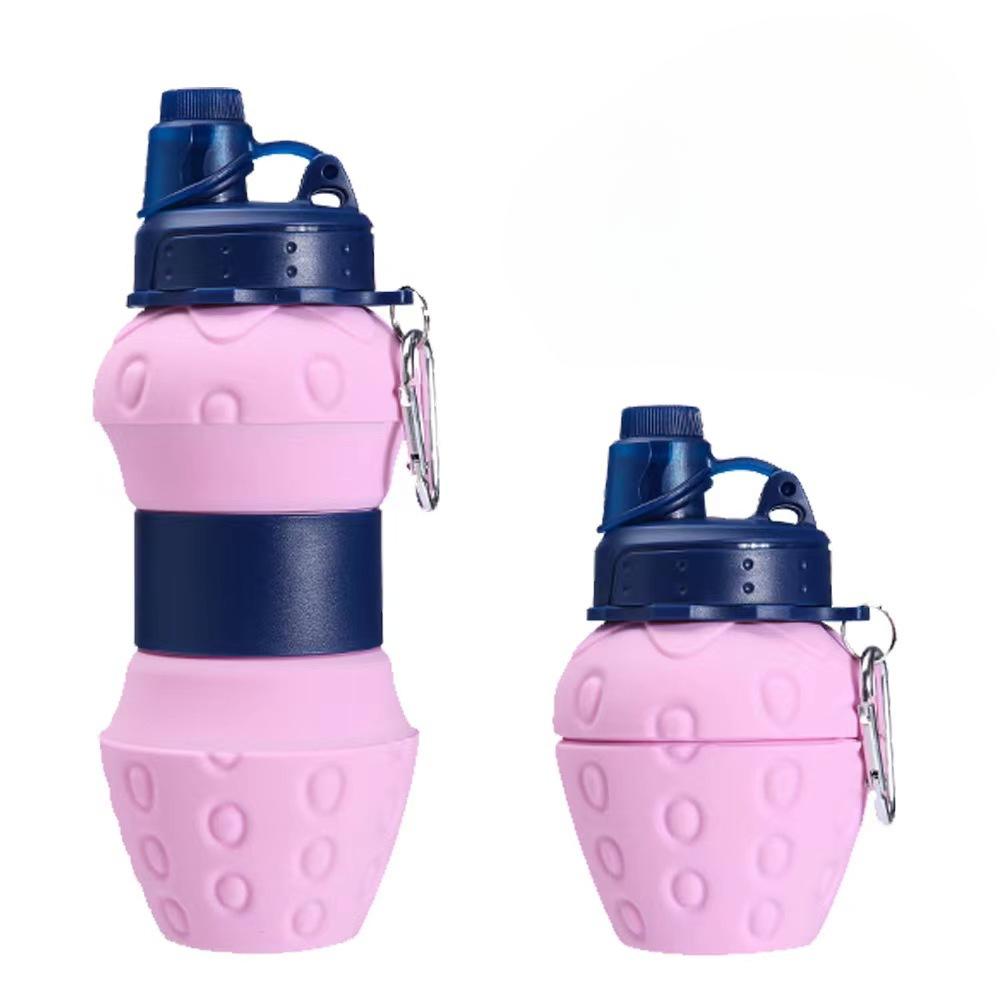 Updated Strawberry Fruit Folding Water Bottle Silicone Pineapple Water Cup Creative Outdoor Use Retractable Active Kettle