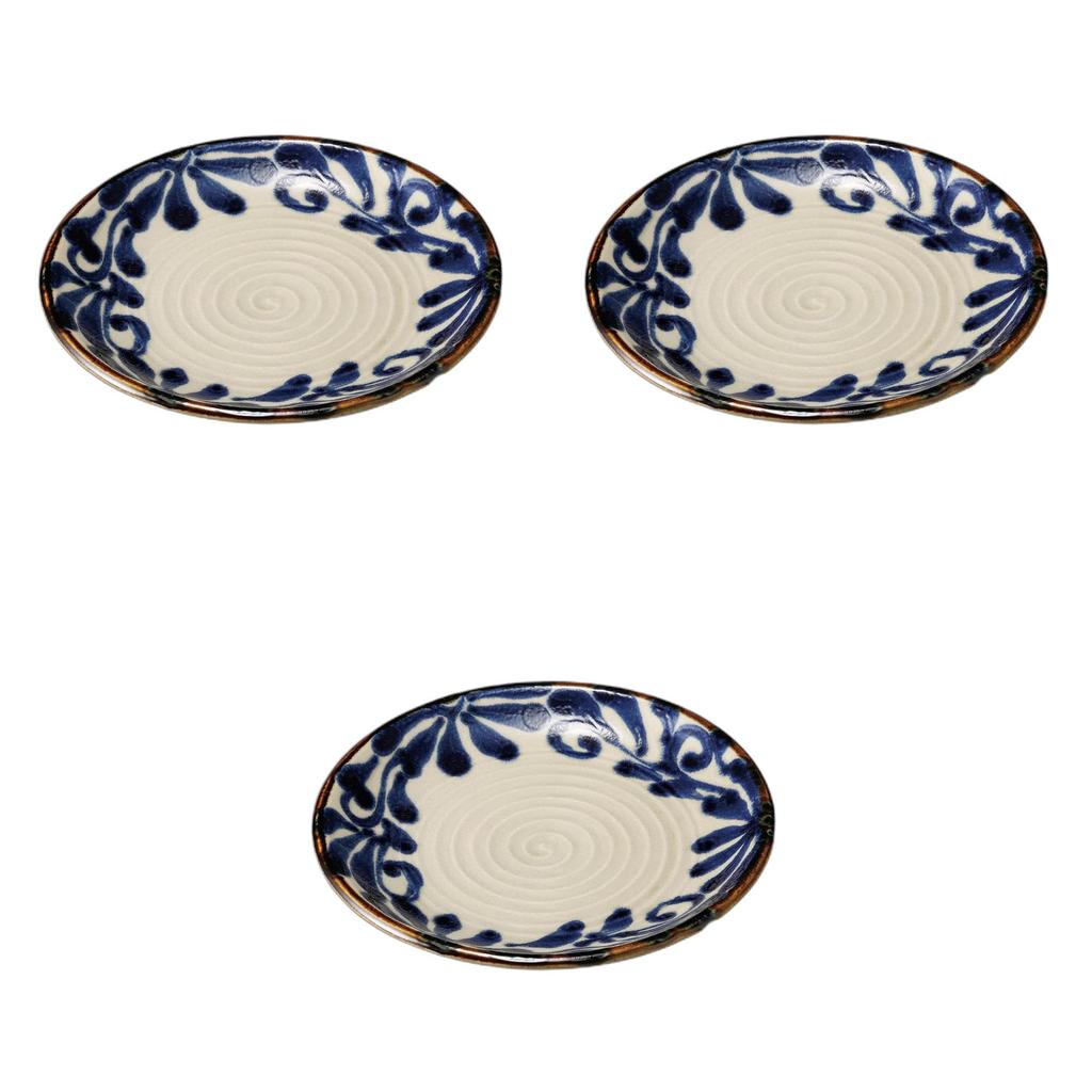 Set of 3 Ryukyu Lapis Lazuli Arabesque Plates x Large Ceramic Plates by Setomonohonpo 9.0 [26.5 3.3cm]