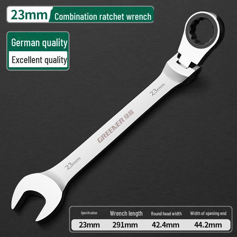 Green Forest Dual-Purpose Ratchet Wrench with Mirror Finish