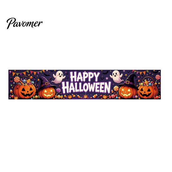 Festival Photo Booth Backdrop Halloween Fence Banner, 118 x 20 Inch Large Yard Sign Banner Flag, Scary Store Window Holiday Displays Party Hanging